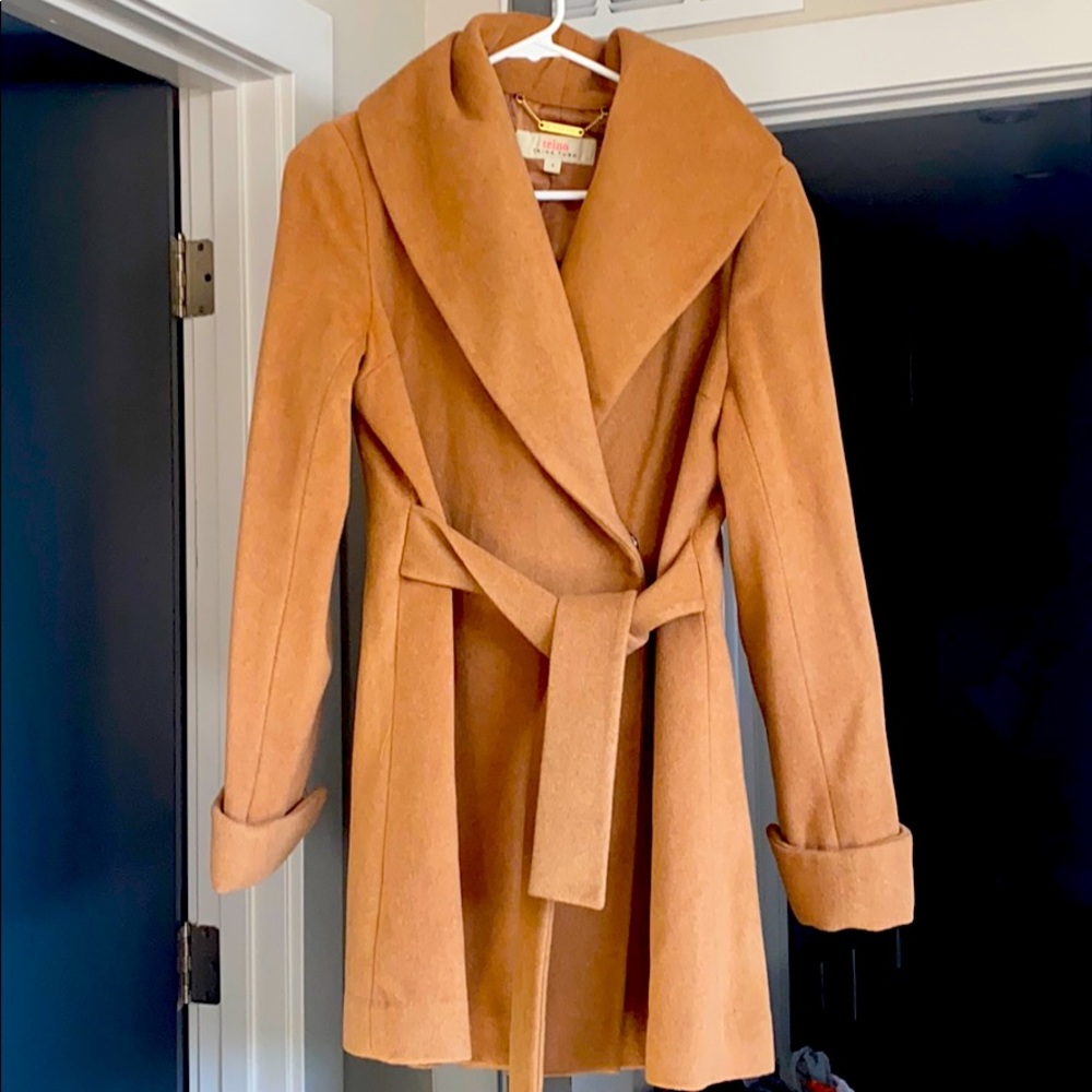 Camel Coat with Waist Tie
